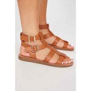 Soda Brown Faux Leather Strappy Buckle Gladiator Sandals Women's Size 8M